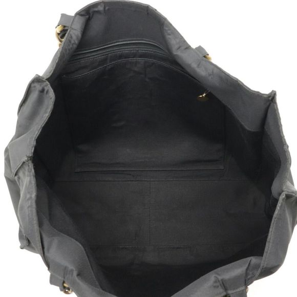 Chanel Chain Shoulder Bag Nylon Black White Gold Metal Fittings - Picture 3 of 4